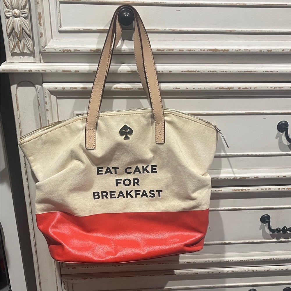 Vintage Kate Spade Tan and Red Tote Bag
